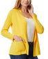 Womens Open Front Cardigan Sweater With Rib Placket